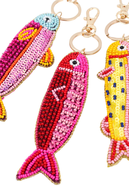 RED AND PINK FISH KEYRING/BAG CHARM