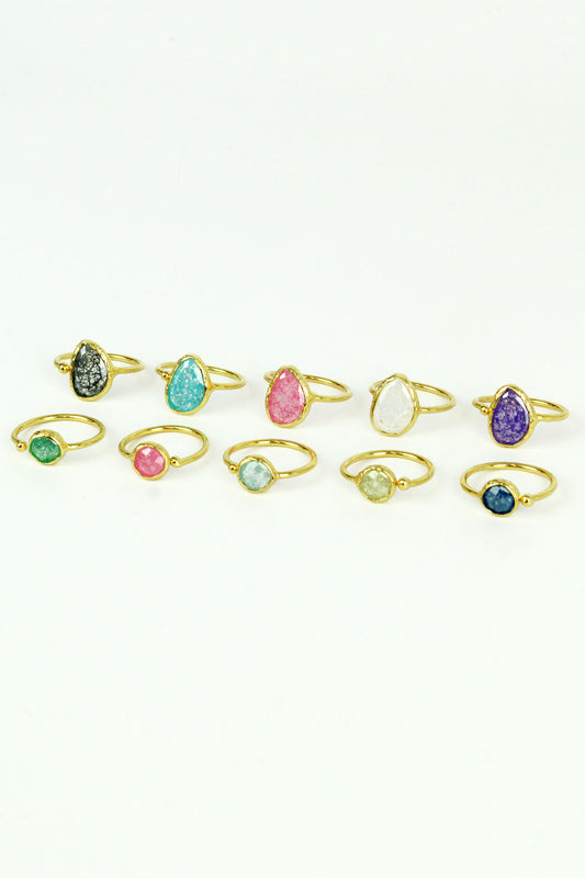 CIRCLE & TEARDROP RINGS: PACK OF 10 (8011144528088)