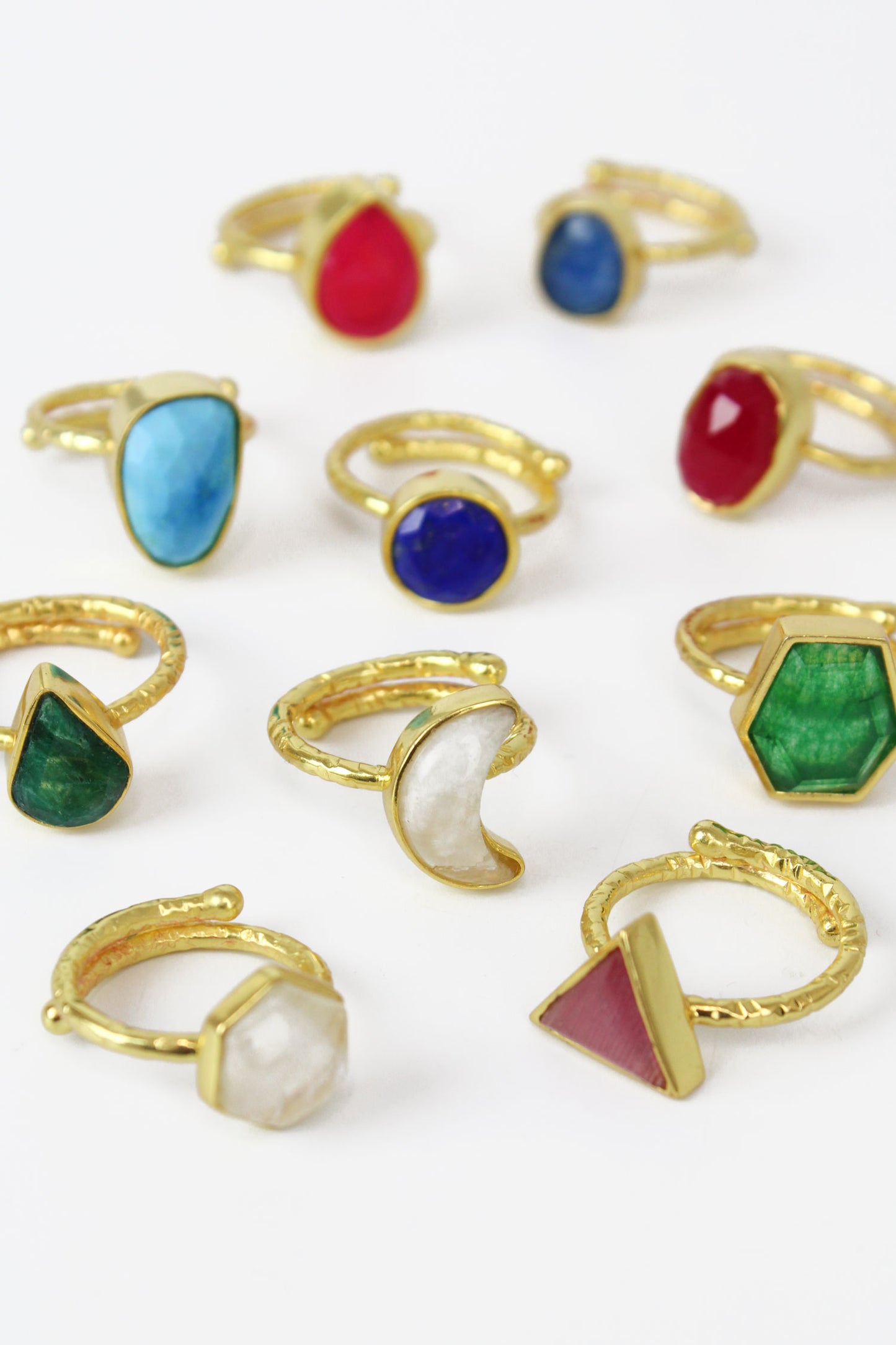 SET OF 10 MIX SEMI PRECIOUS RINGS