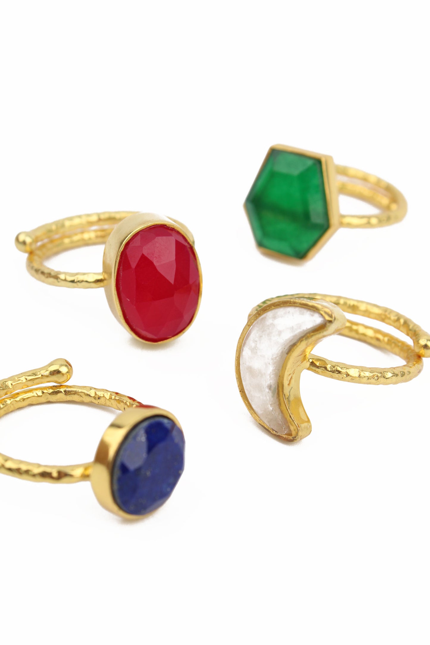 SET OF 4 SEMI PRECIOUS RINGS