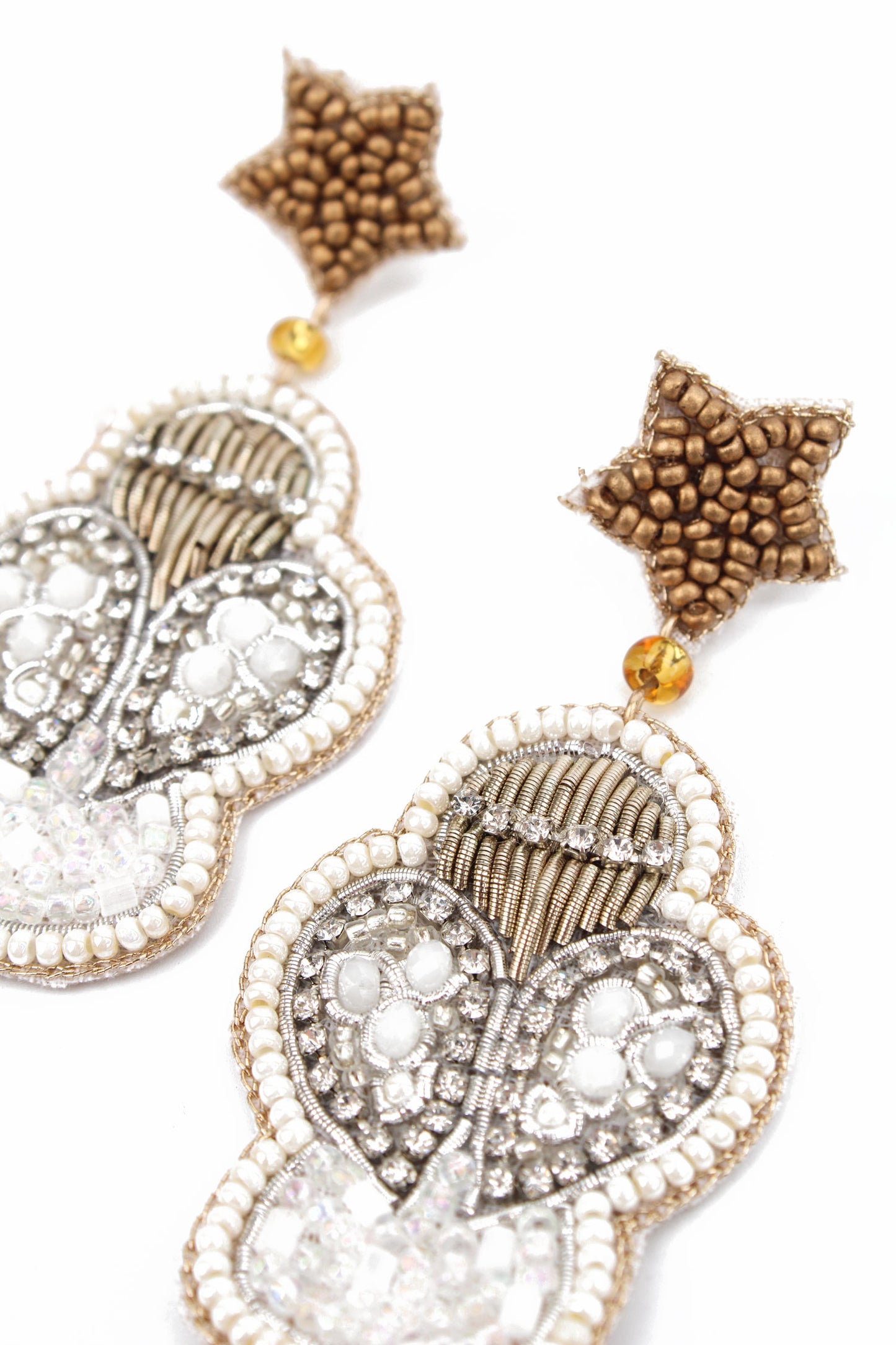 SILVER AND PEARL ANGEL EARRINGS