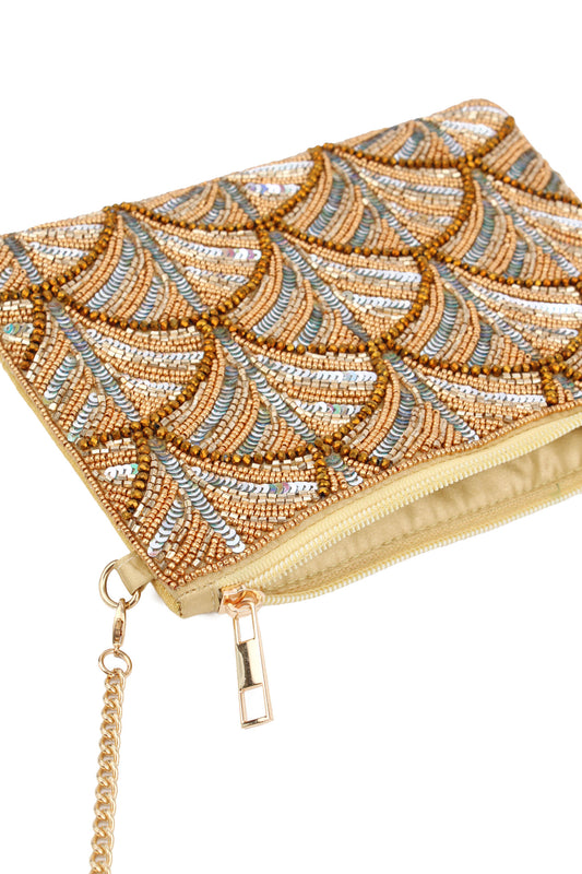GOLD & SILVER BEADED SWIRL BAG