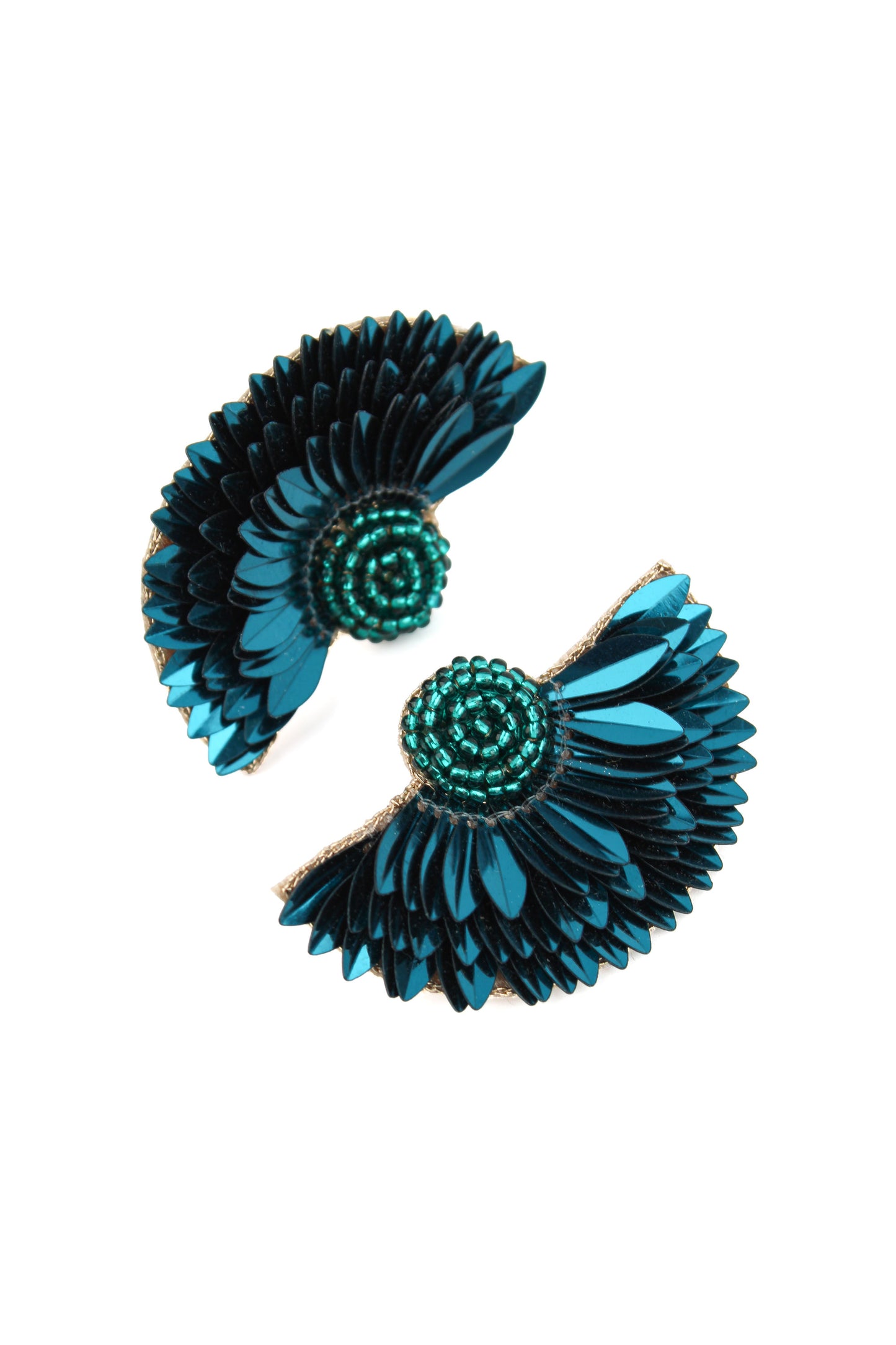 TEAL HALF PETAL FLOWER EARRING