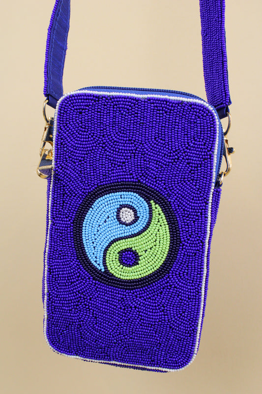 BLUE BEADED YIN YANG MOBILE PHONE BAG (7782777880792)