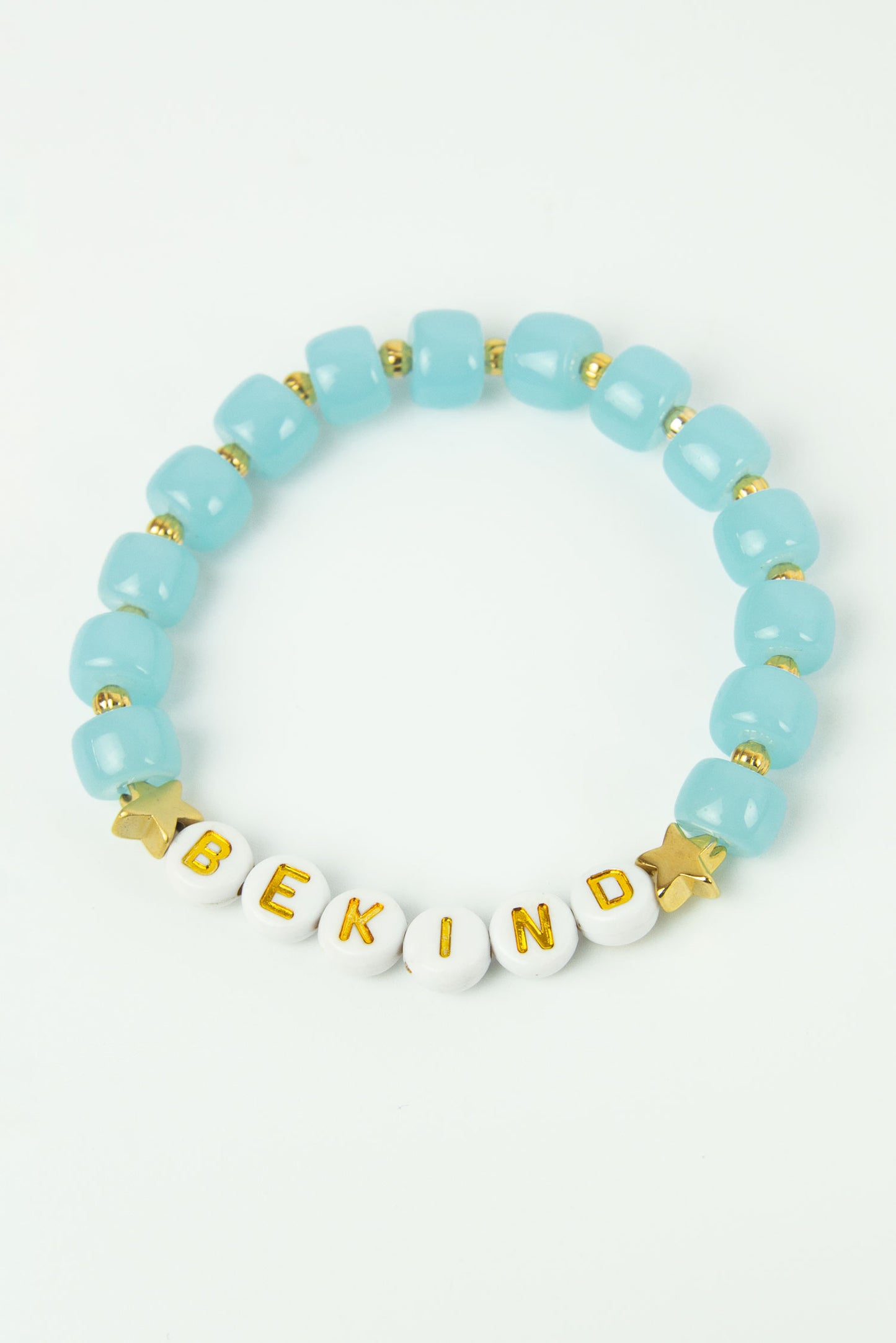 LIGHT BLUE BEADED BE KIND LETTER BRACELET (7969003471064)