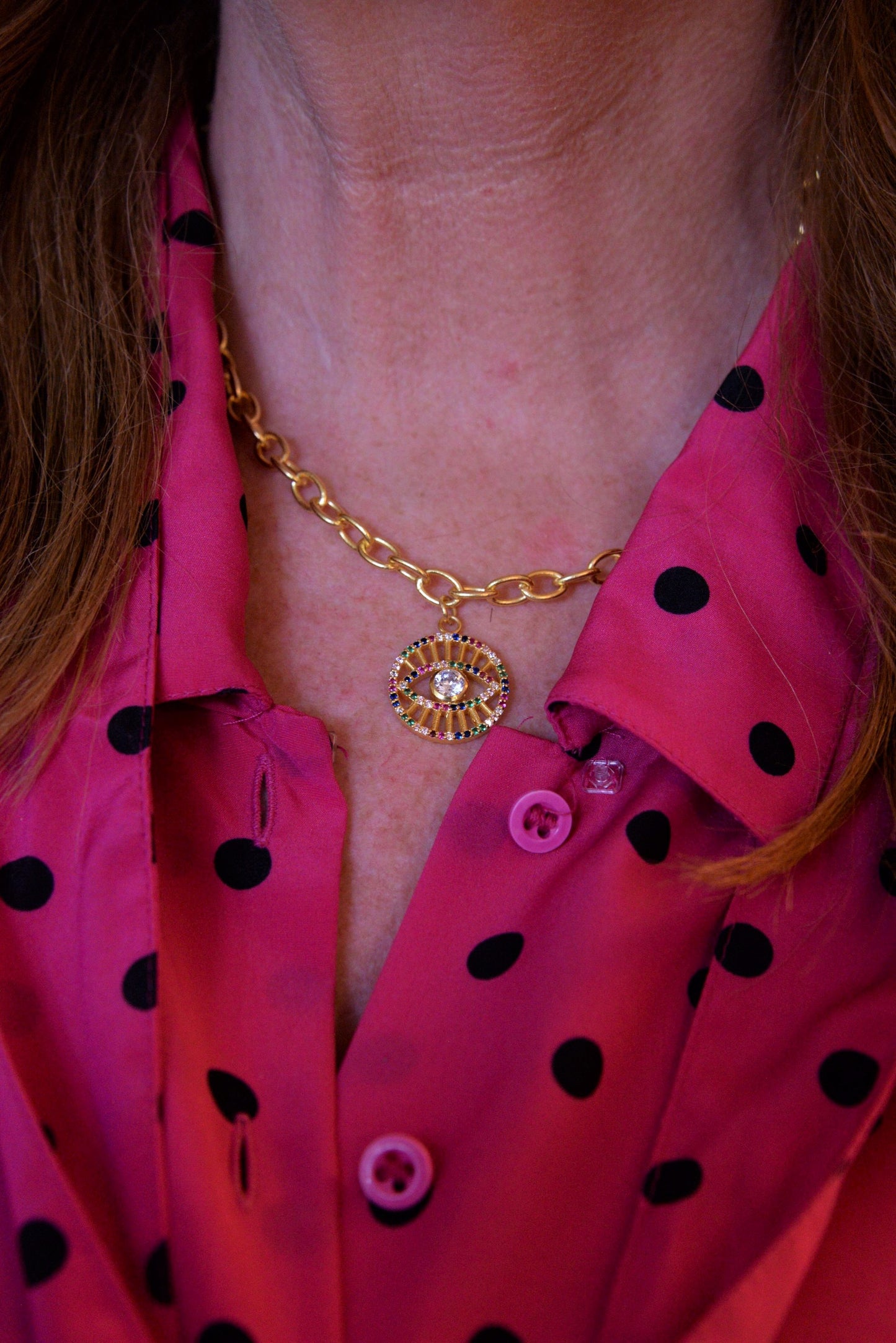 GOLD CHAIN EVIL EYE NECKLACE (7791846064344)