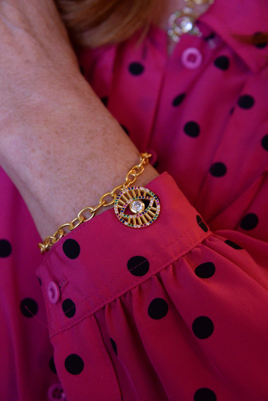 GOLD CRYSTAL EVIL EYE CHARM BRACELET (7791809855704)