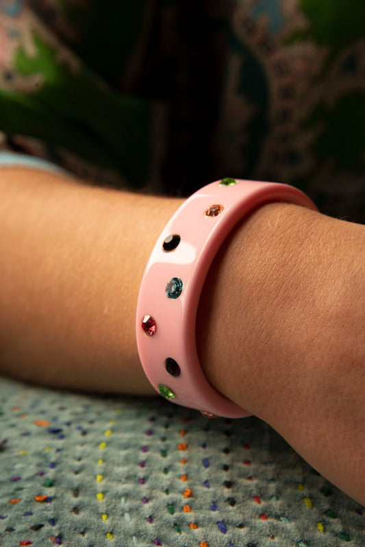LIGHT PINK CHUNKY GEM BANGLE (7873280868568)