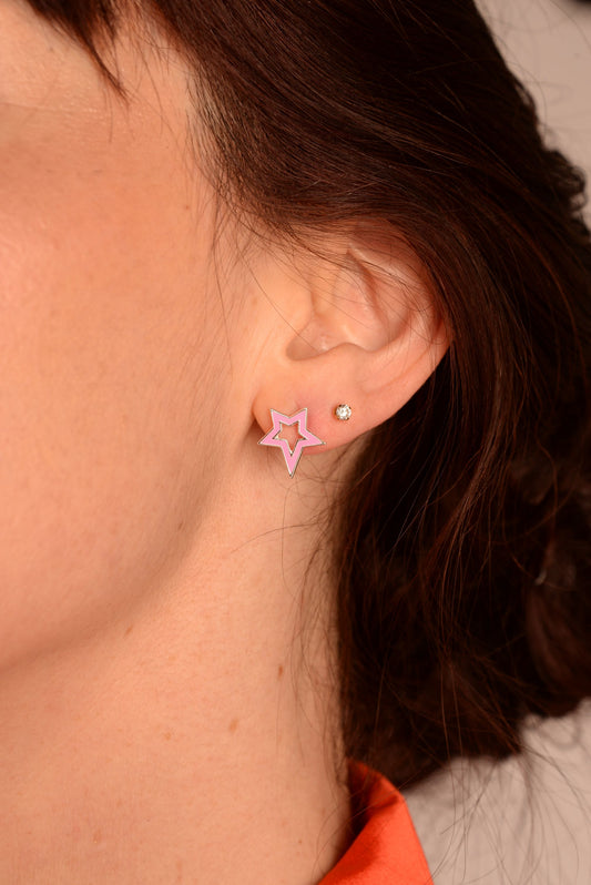 *PREORDER* ASYMMETRIC ENAMEL & SILVER STAR STUD (7574599401688)