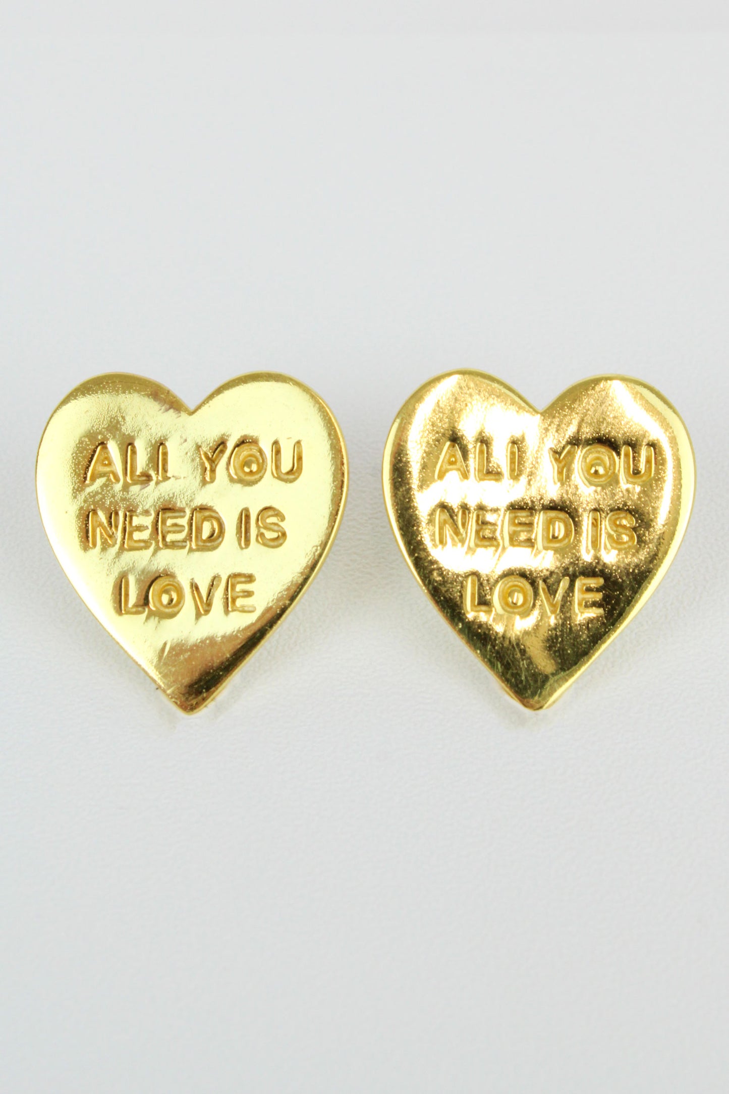 GOLD ALL YOU NEED IS LOVE HEART STUD (7896128684248)