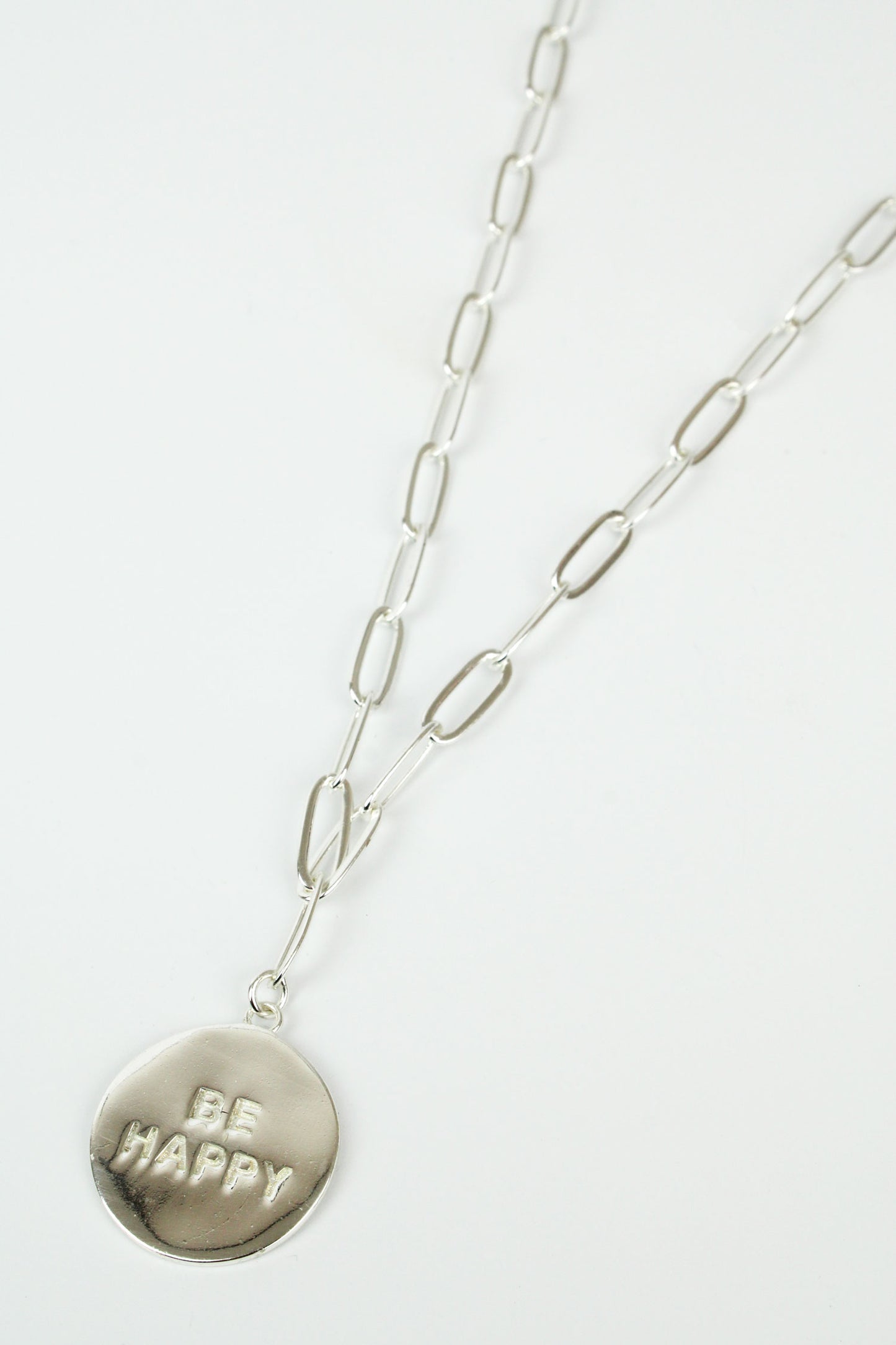 SILVER BE HAPPY COIN NECKLACE (7896132649176)