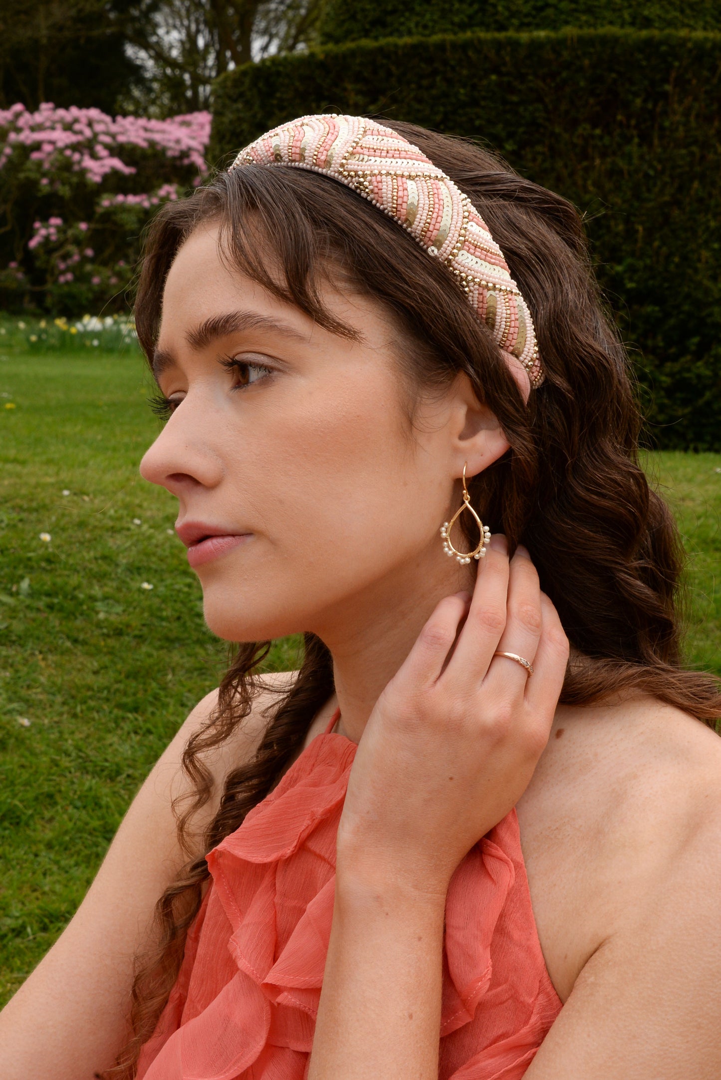 PEACH SEQUIN HEADBAND