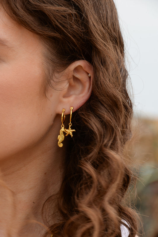 CZ STARFISH HUGGIE EARRINGS