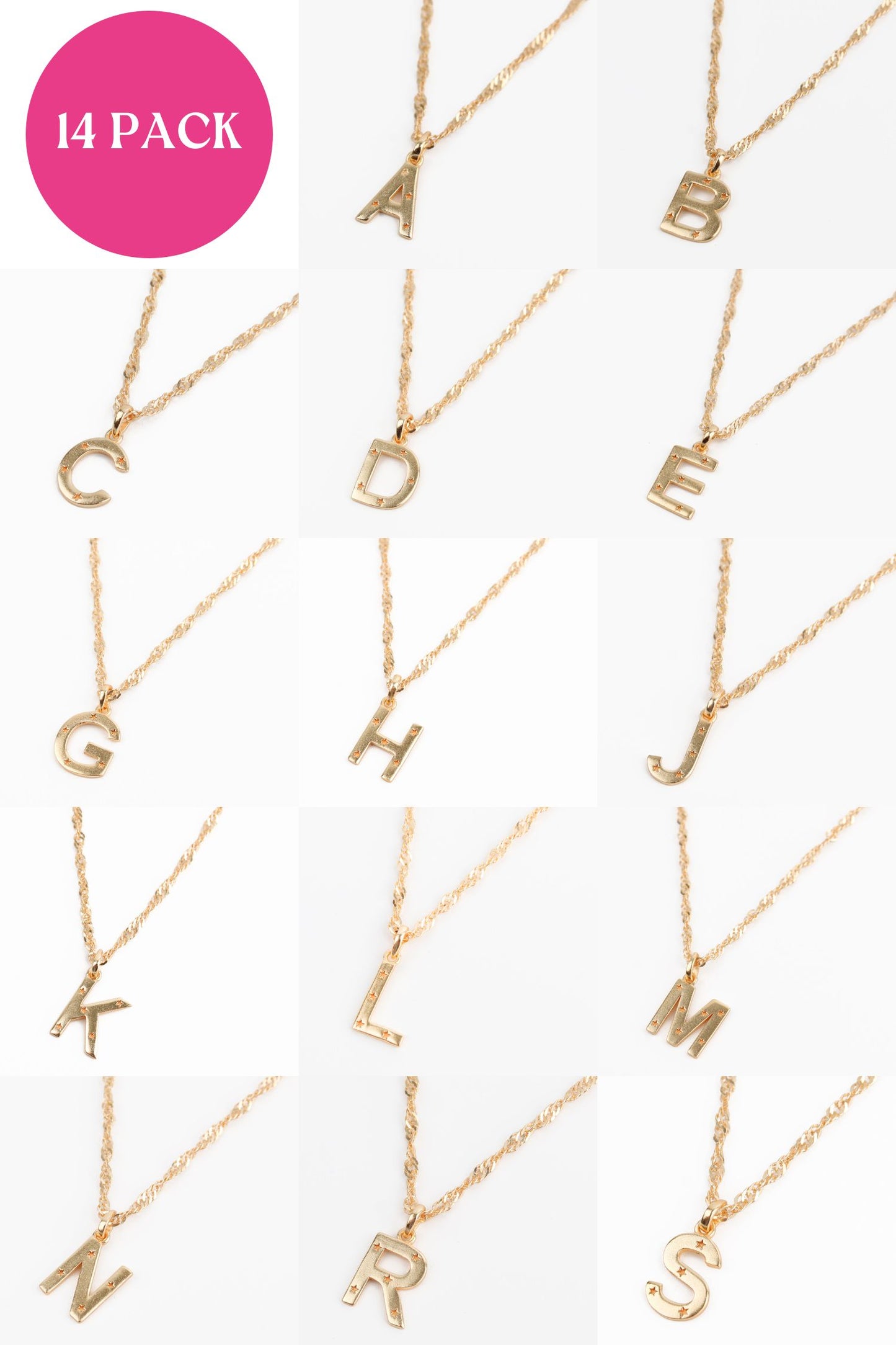 14 PACK INITIAL CHARM NECKLACE