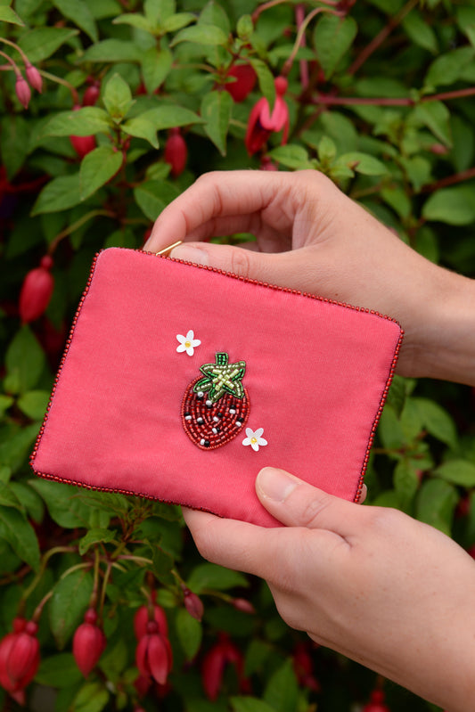 PINK STRAWBERRY SMALL POUCH