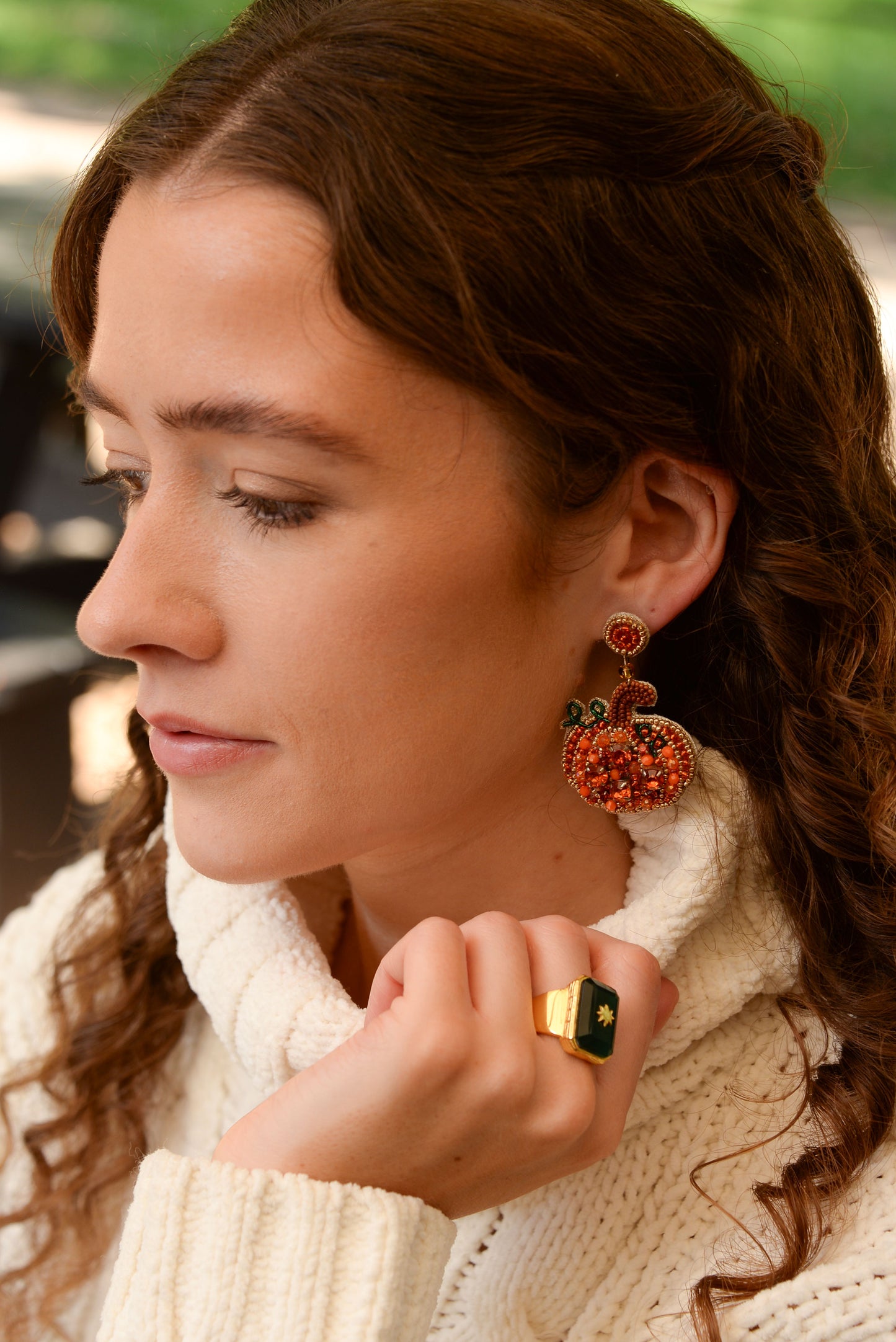 HALLOWEEN SPARKLY ORANGE PUMPKIN EARRINGS