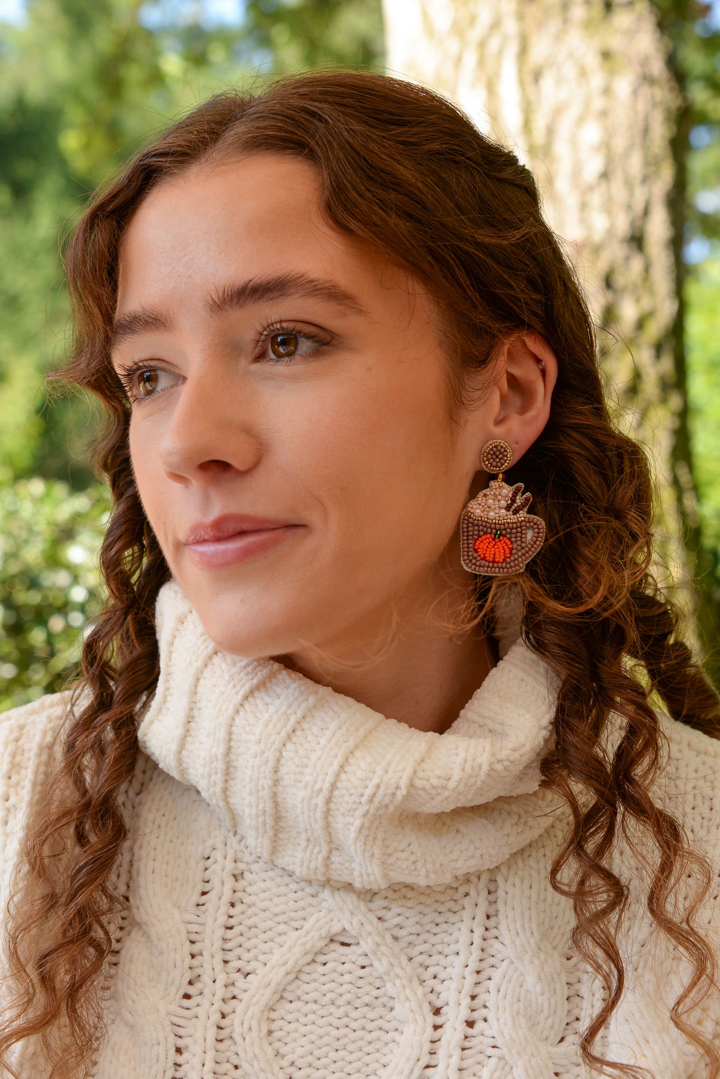 HALLOWEEN PUMPKIN SPICE MUG BEADED EARRINGS