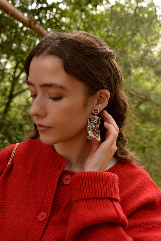 OWL BEADED DROP EARRINGS