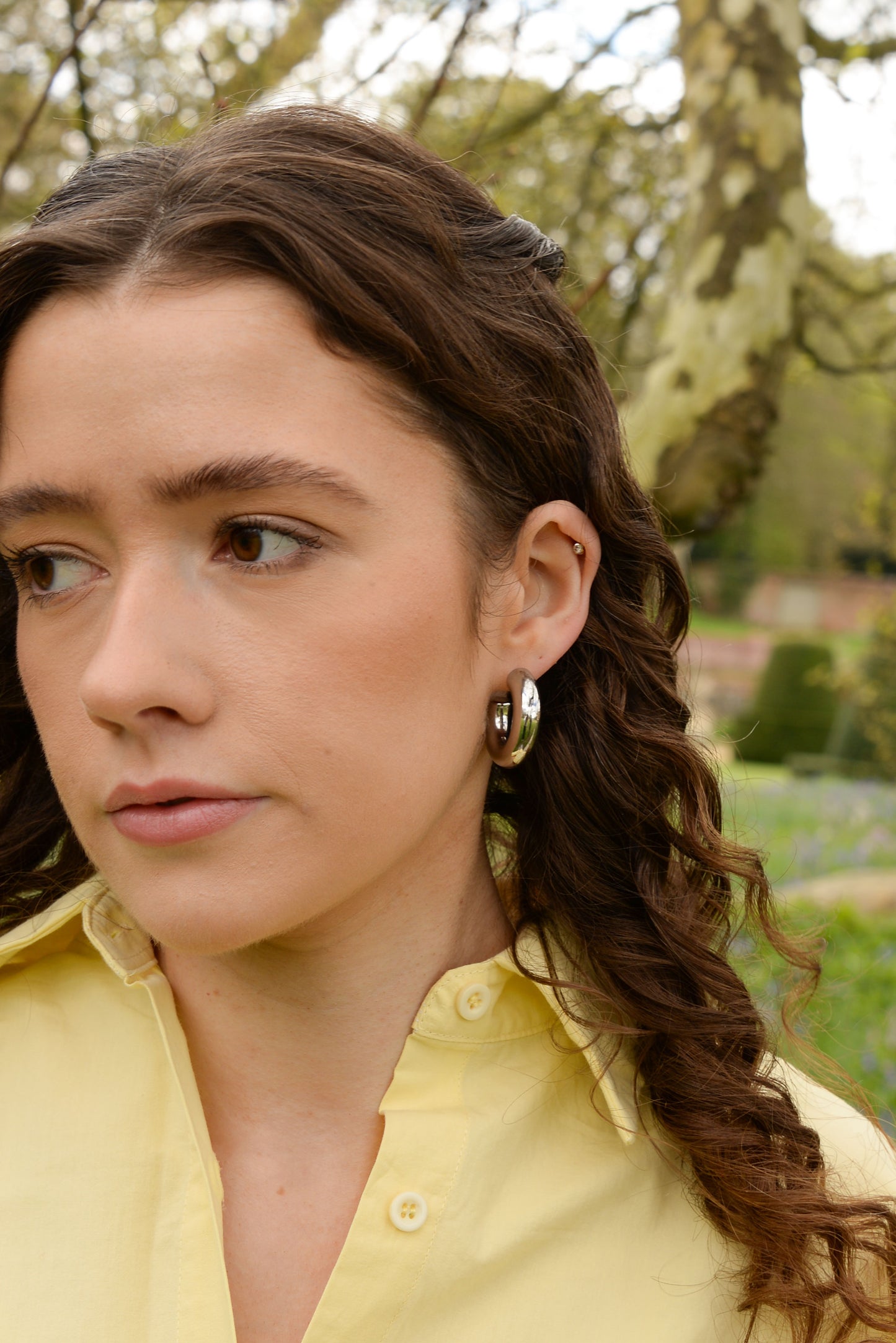 SILVER CHUNKY HOOP