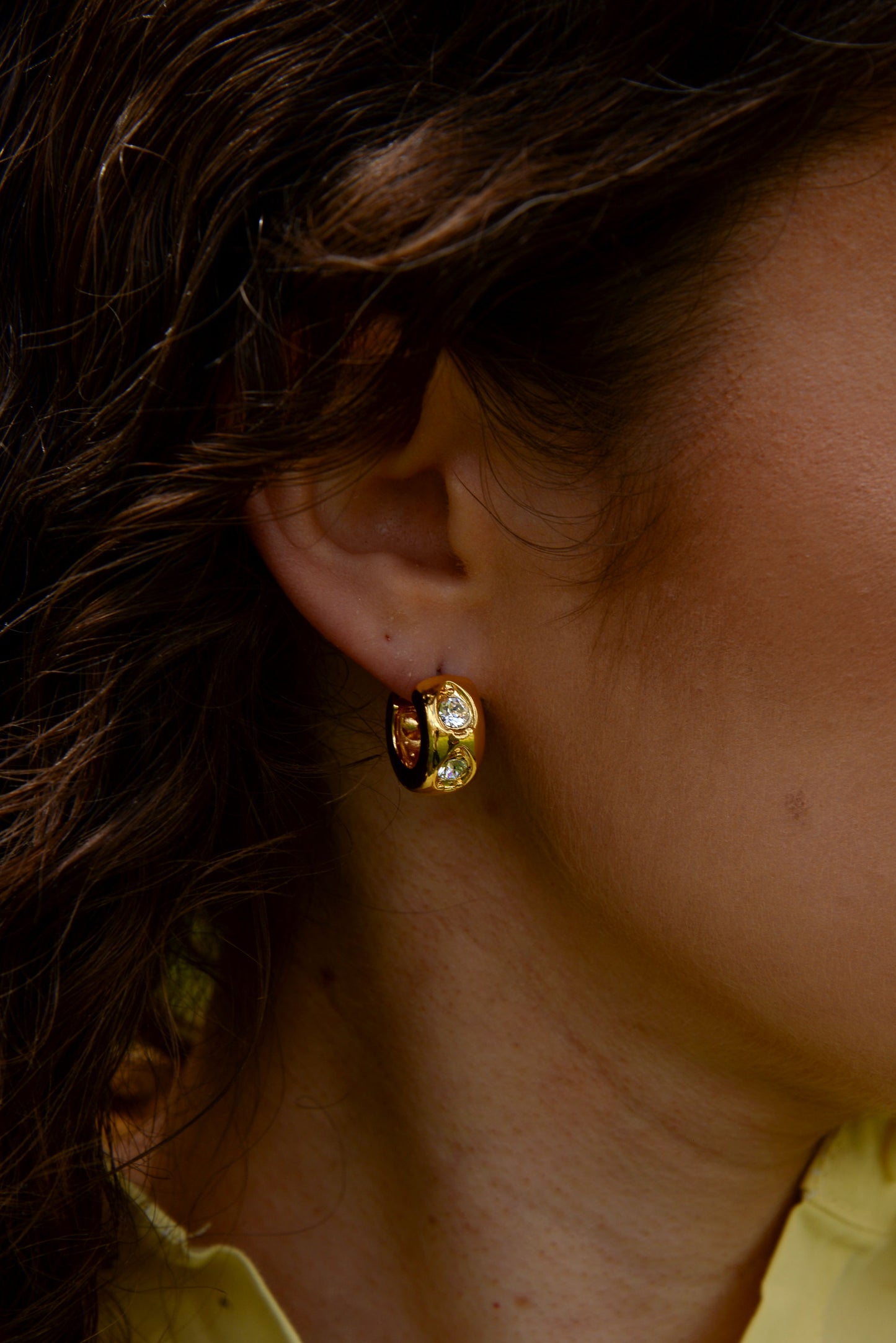 CZ GOLD HUGGIE HOOPS