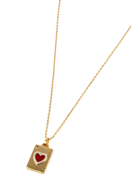 ACE OF HEARTS GOLD CHARM NECKLACE