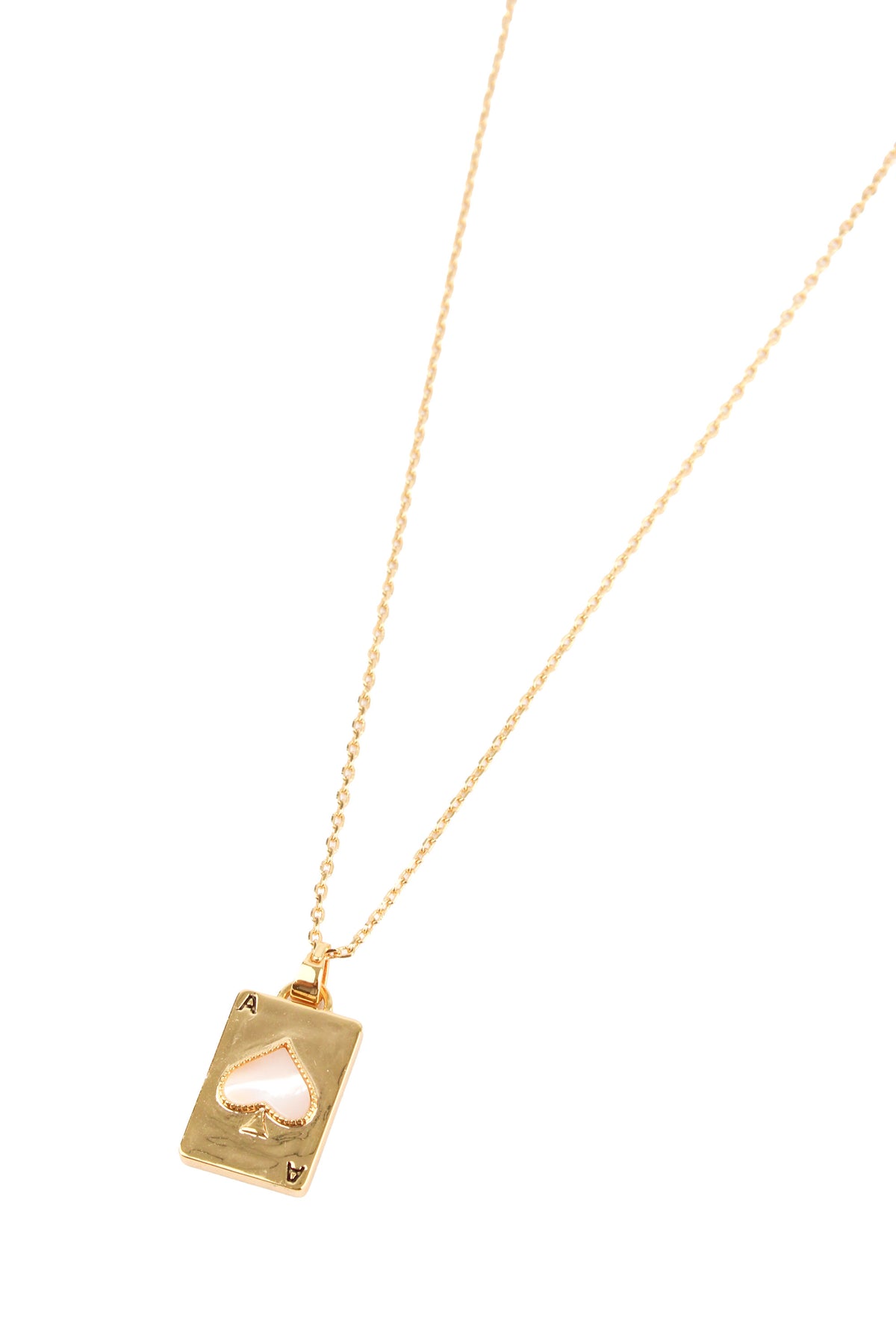 ACE OF SPADES MOTHER OF PEARL GOLD CHARM NECKLACE