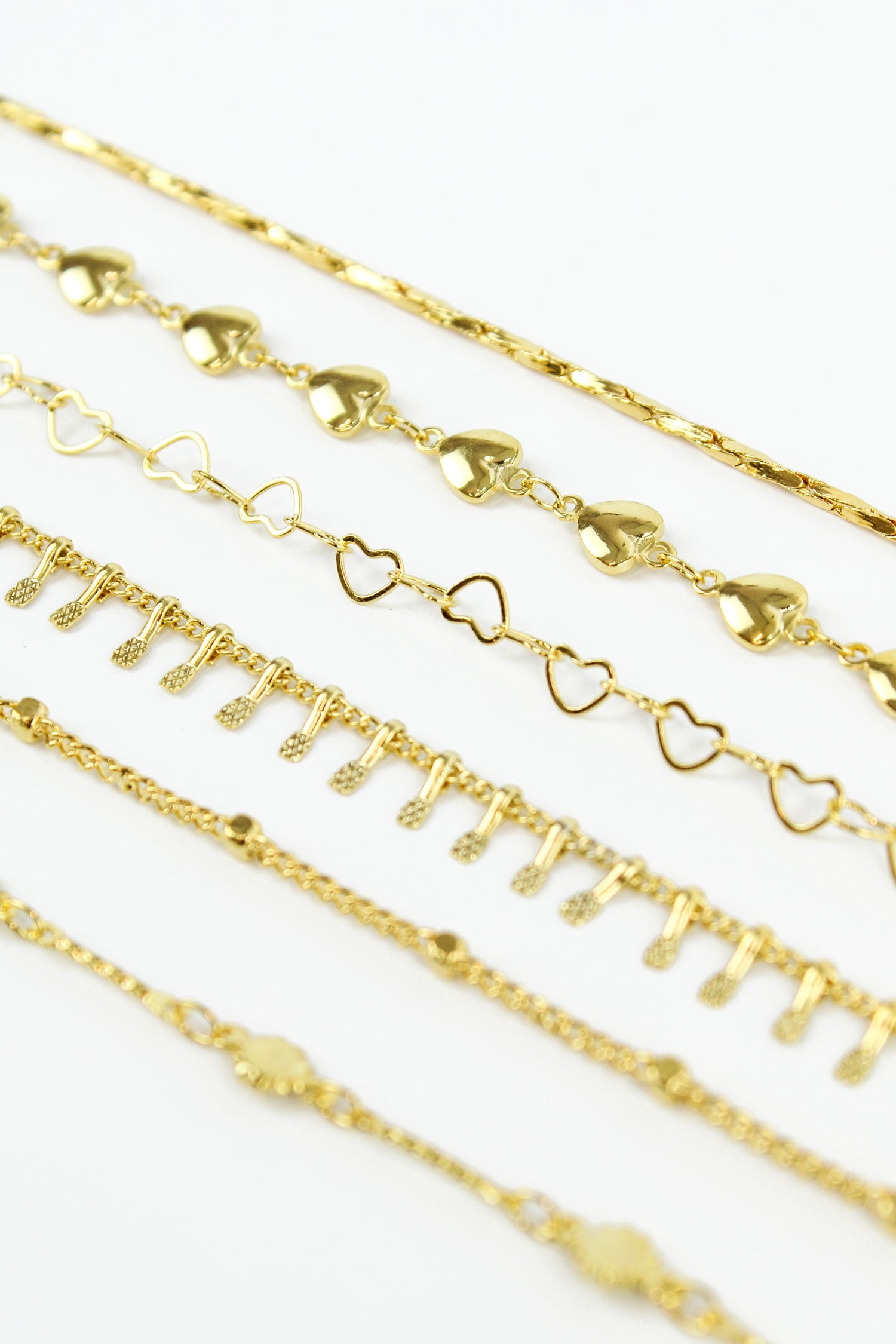 Set of 6 chain anklets (8011138564312)