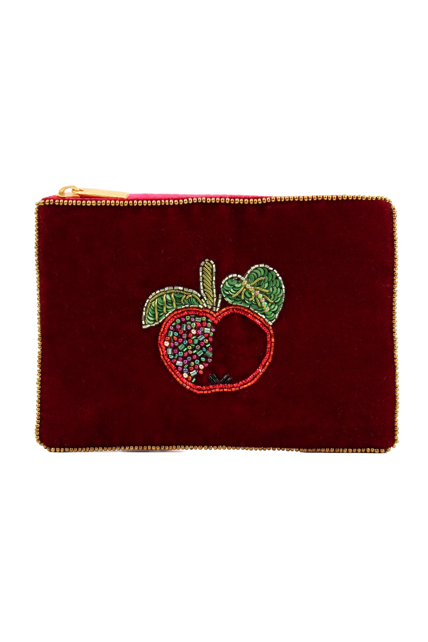 APPLE ON DARK RED SMALL POUCH