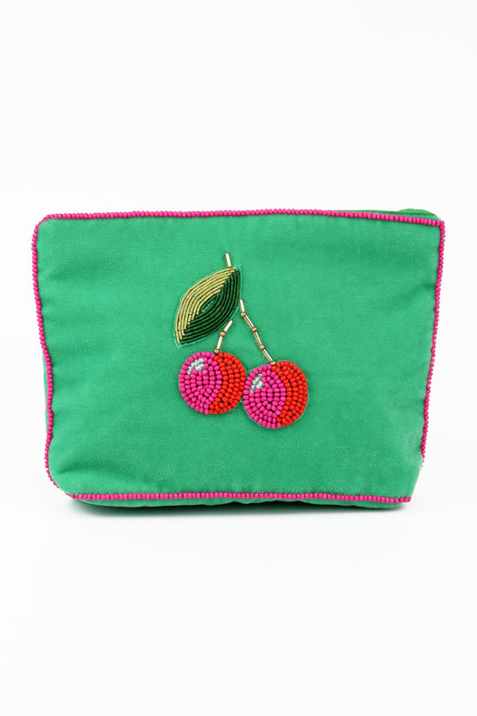 MINT GREEN CHERRY MEDIUM POUCH