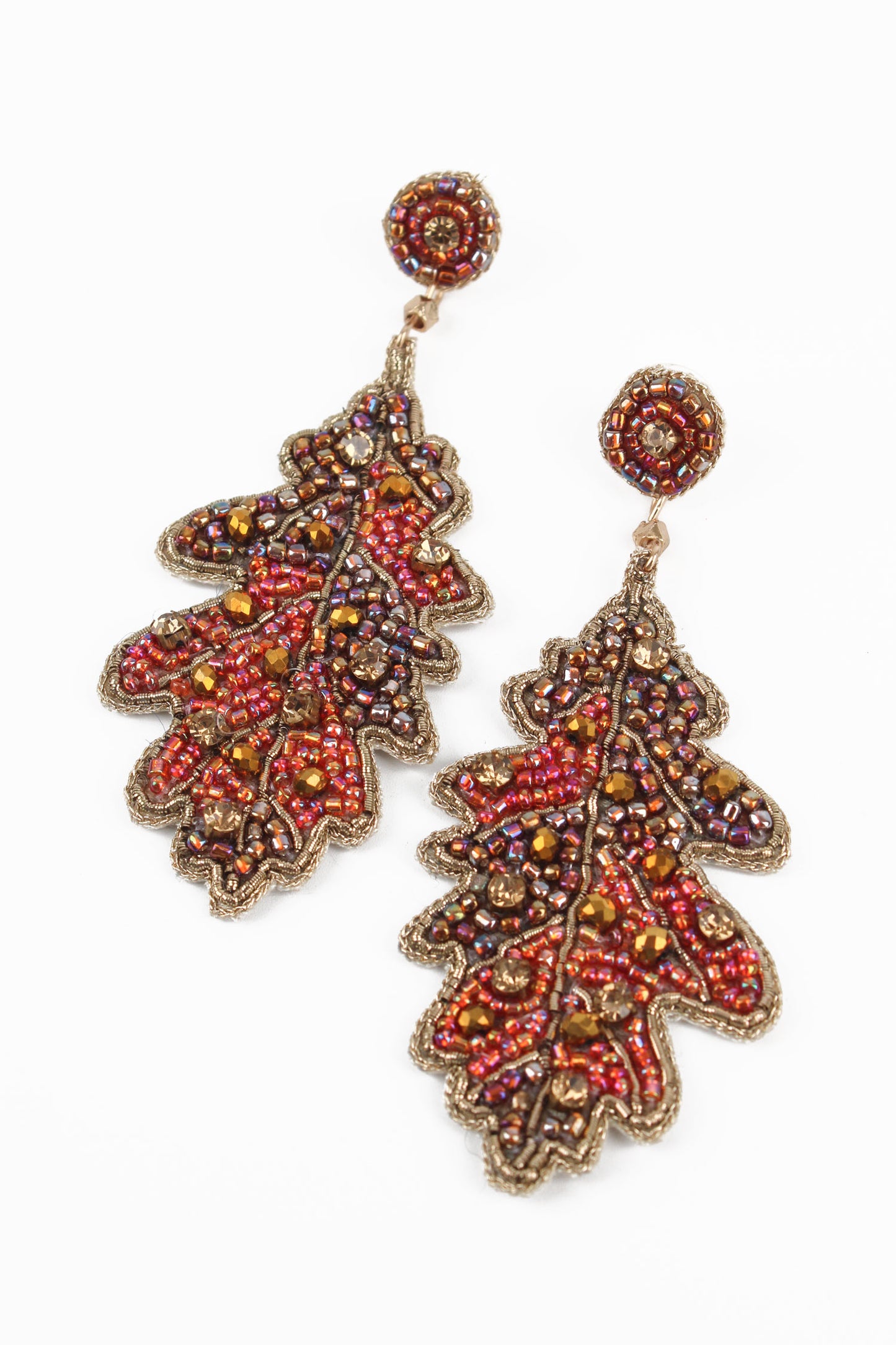 BEADED AUTUMN ACORN LEAF DROPS