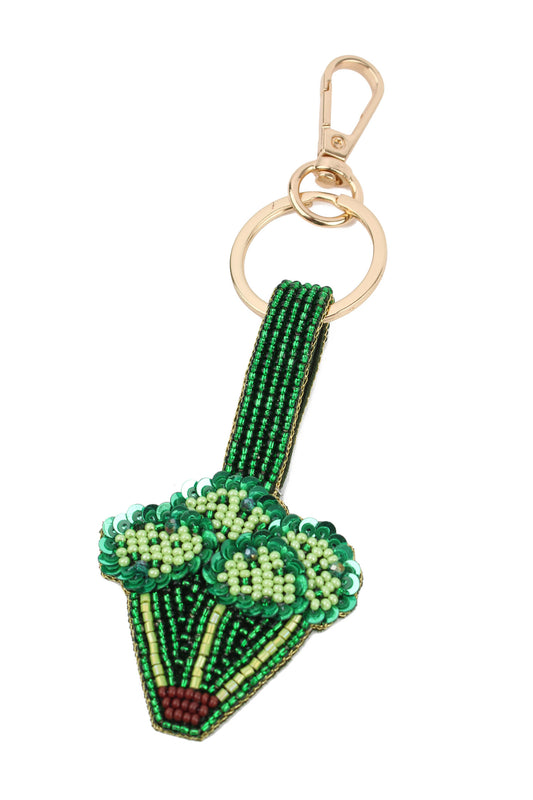 BEADED BROCCOLI KEYRING/BAG CHARM