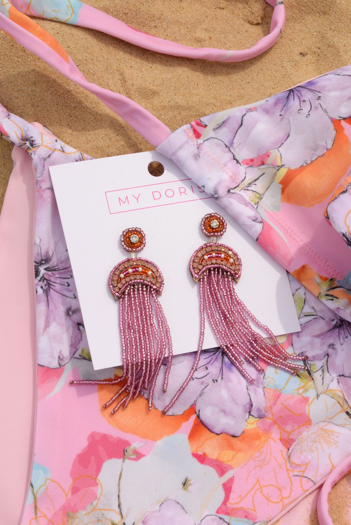 BEADED PINK JELLYFISH DROPS