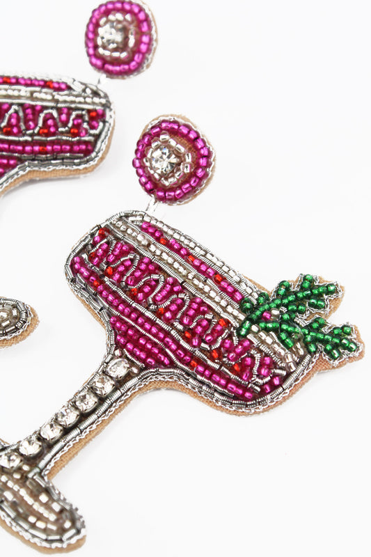 BERRY FIZZ COCKTAIL BEADED EARRINGS