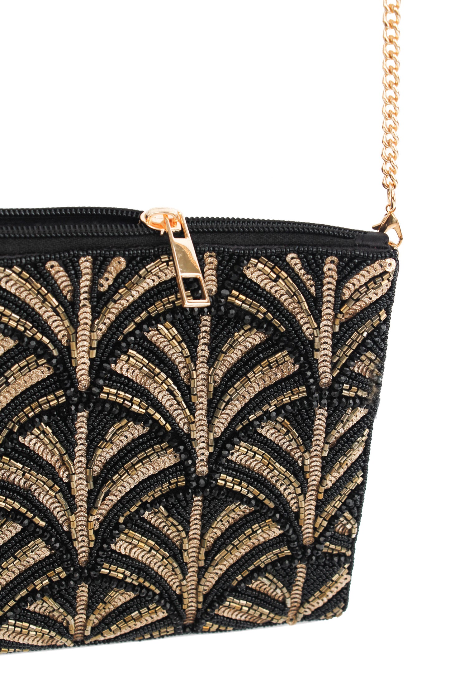 BLACK AND GOLD SWIRL ART DECO BAG
