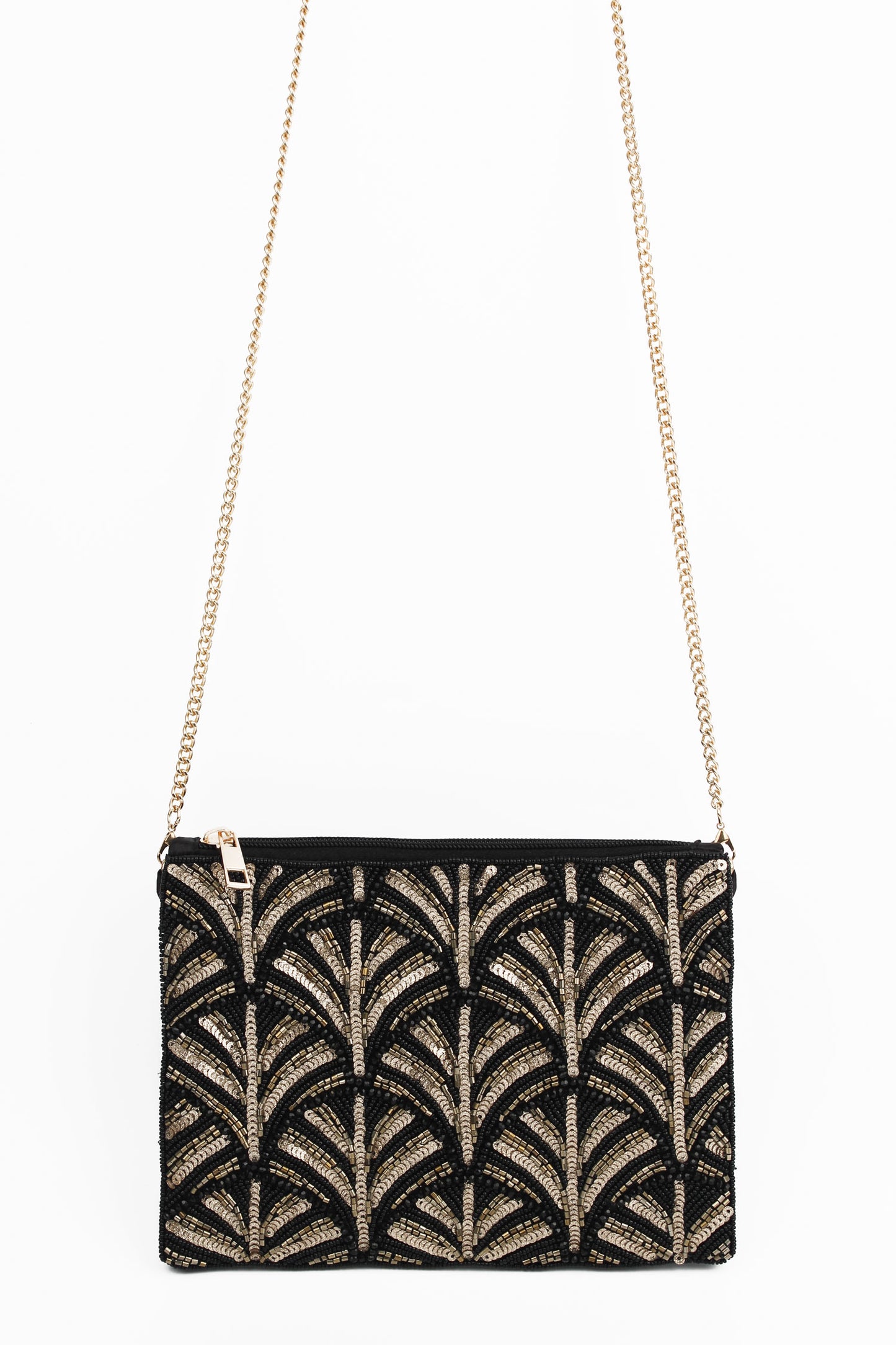 BLACK AND GOLD SWIRL ART DECO BAG