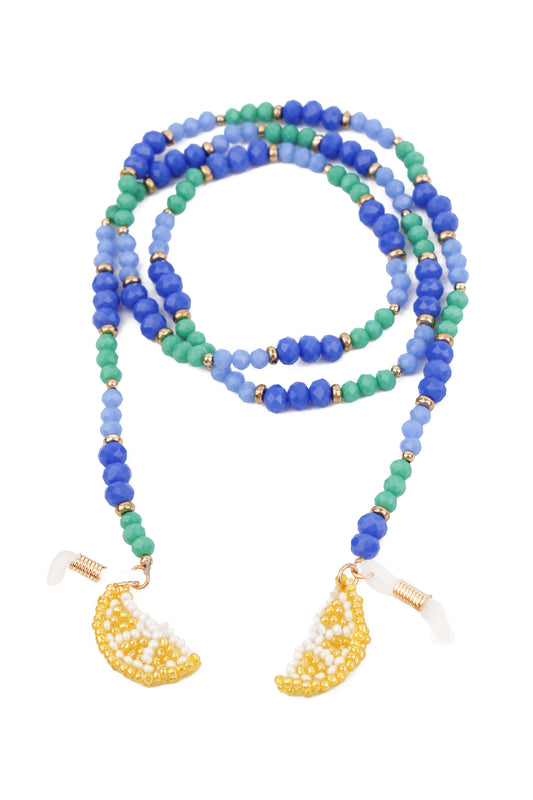 BLUE BEAD SUNGLASSES CHAIN WITH LEMON CHARMS