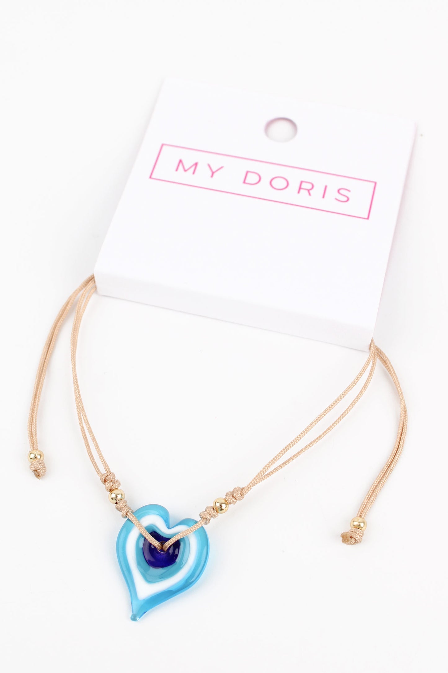 BLUE GLASS HEART BRACELET