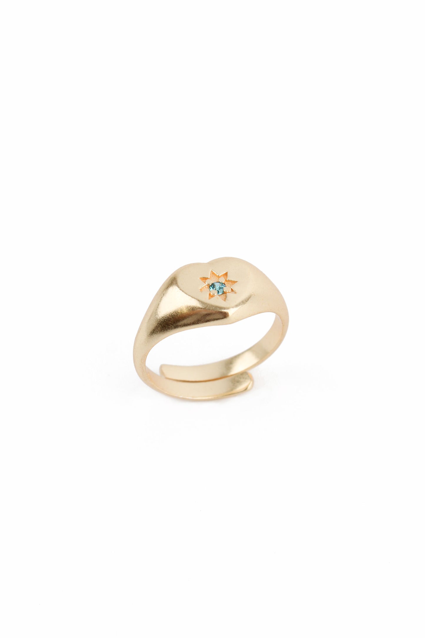 BLUE HEART STARBURST ADJUSTABLE RING