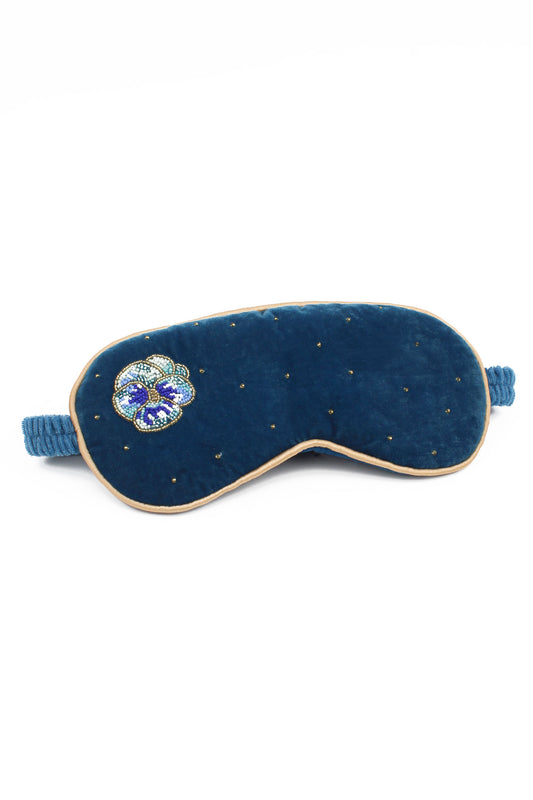 BLUE PANSY EYE SLEEP MASK AND BAG