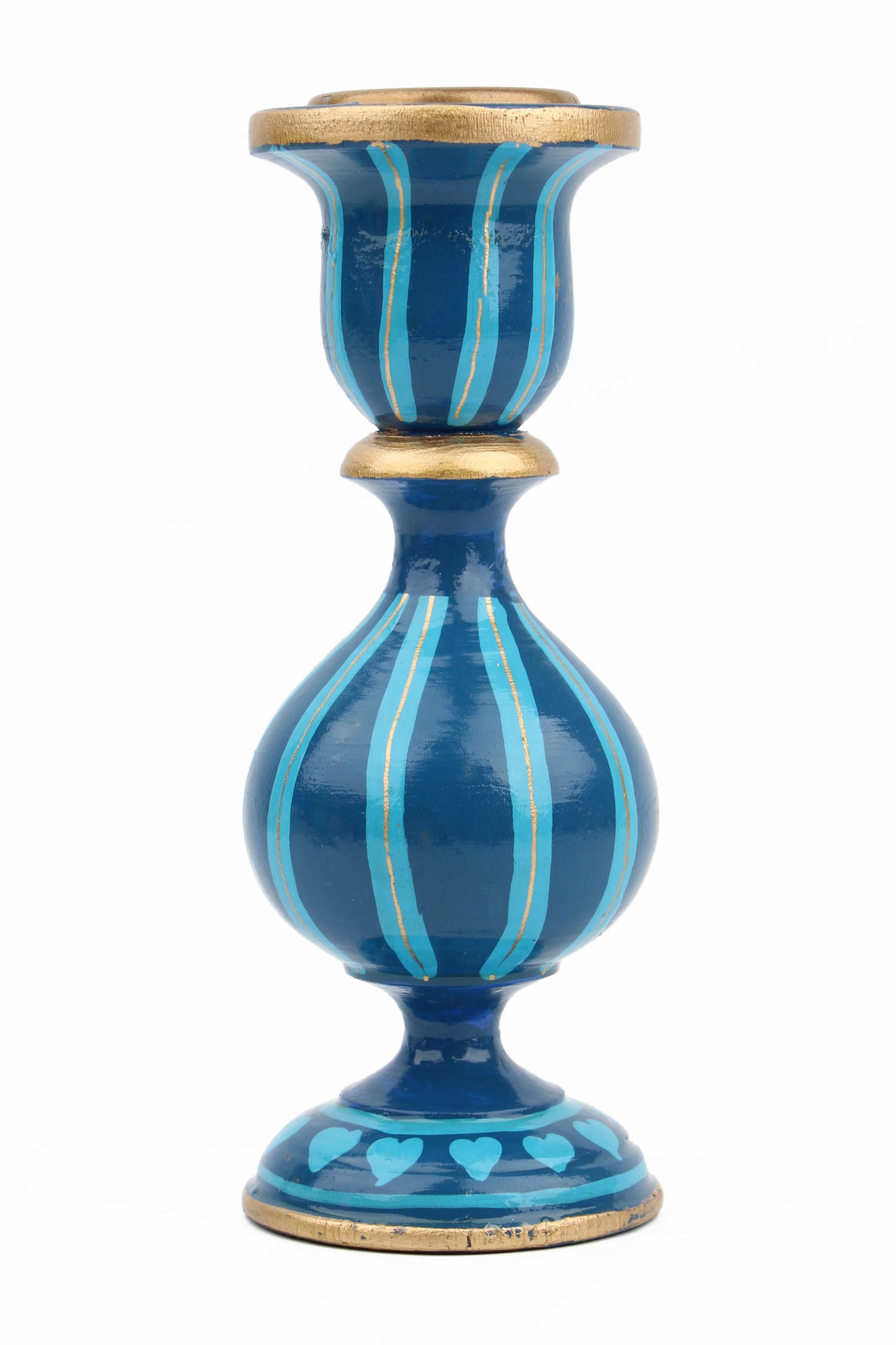 BLUE STRIPE SMALL CANDLESTICK HOLDER