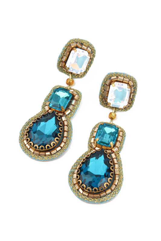 BLUE TRIPLE DROP EARRINGS