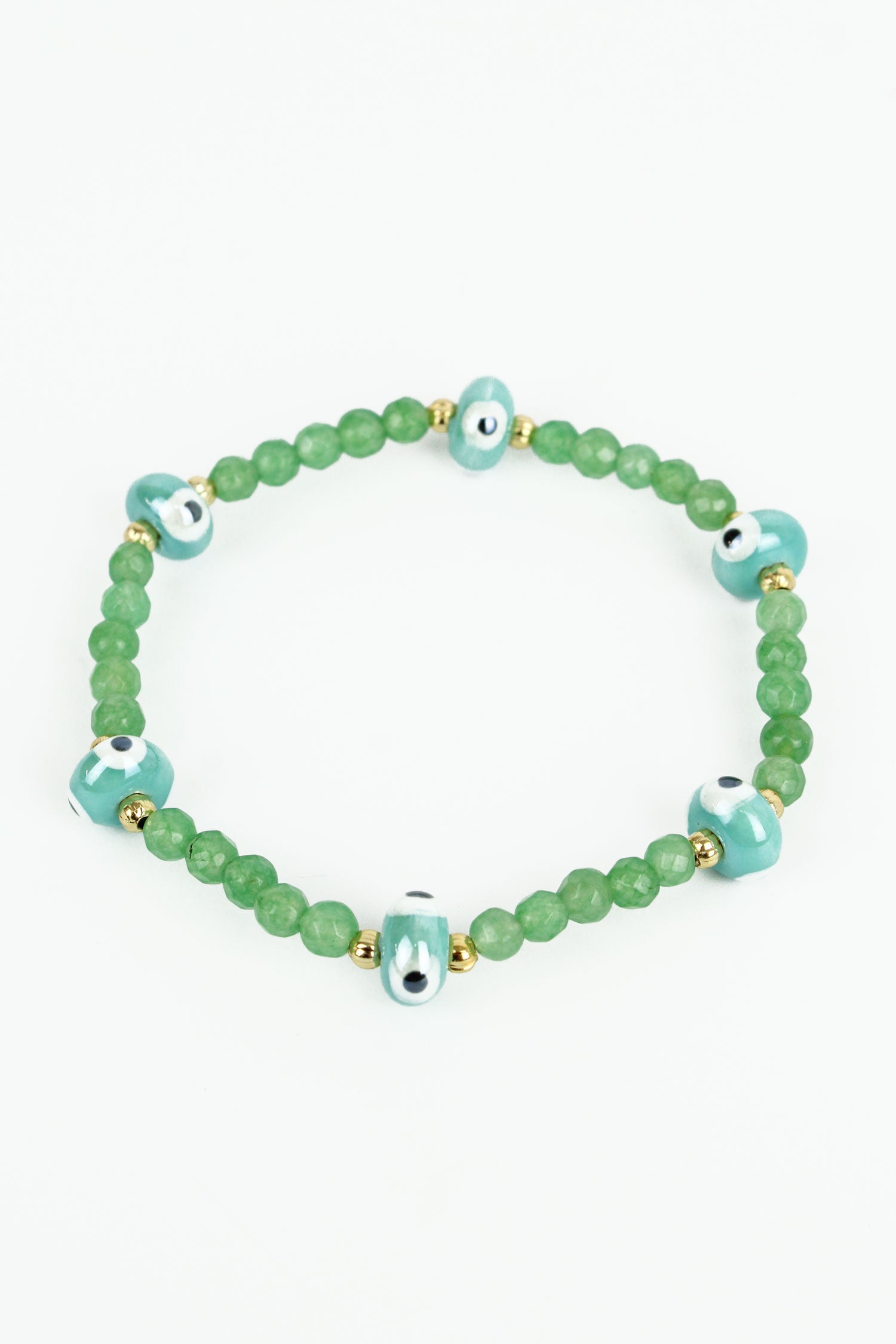 GREEN EYE BEADED BRACELET (8014060617944)