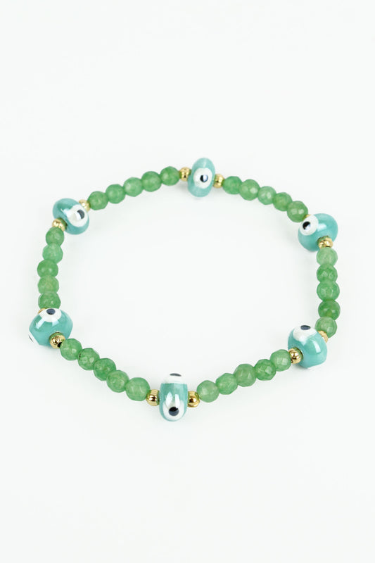 GREEN EYE BEADED BRACELET (8014060617944)
