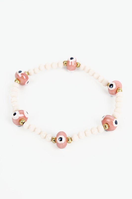 PINK EYE BEADED BRACELET (8014061109464)