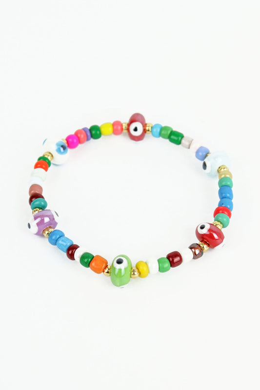 RAINBOW EYE BEADED BRACELET (8014061830360)