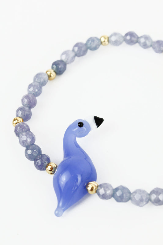 BLUE GREY FLAMINGO - BEADED BRACELET (8015780020440)