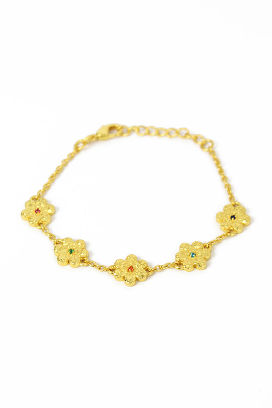 GOLD HAMMERED FLOWER BRACELET