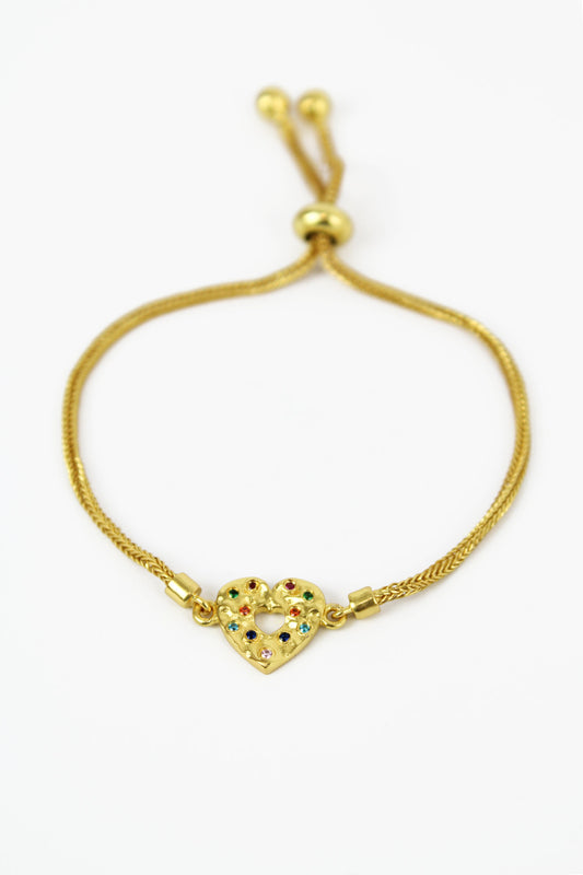 GOLD CRYSTAL HEART BRACELET