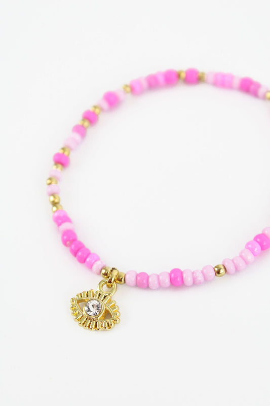EVIL EYE PINK BRACELET (8109556039896)