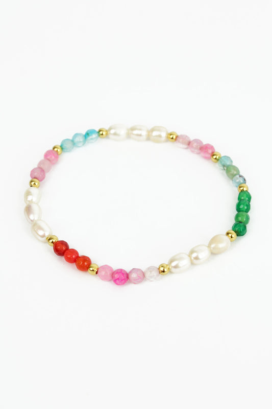 PEARL AND RAINBOW BEAD BRACELET (8112992682200)